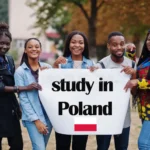 study-poland-group-five-african-college-students-campus-university-yard-hold-white-blank-abroad-countries-study-210778961